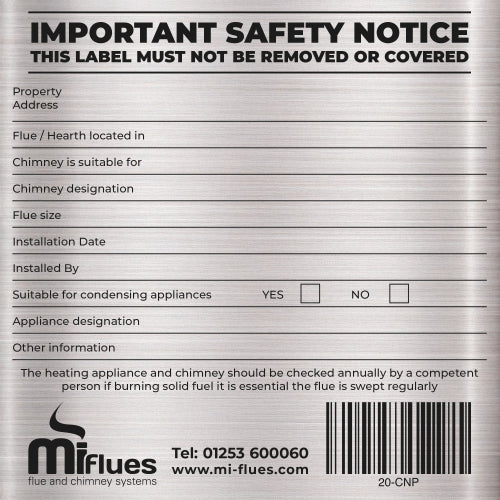 Chimney Notice Plate